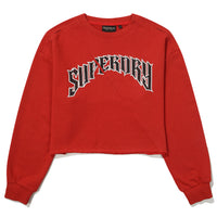 W Crop Raw Edge Sweatshirt - Red