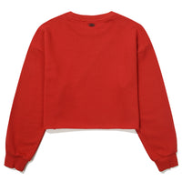 W Crop Raw Edge Sweatshirt - Red