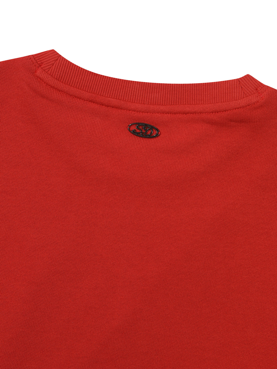 W Crop Raw Edge Sweatshirt - Red