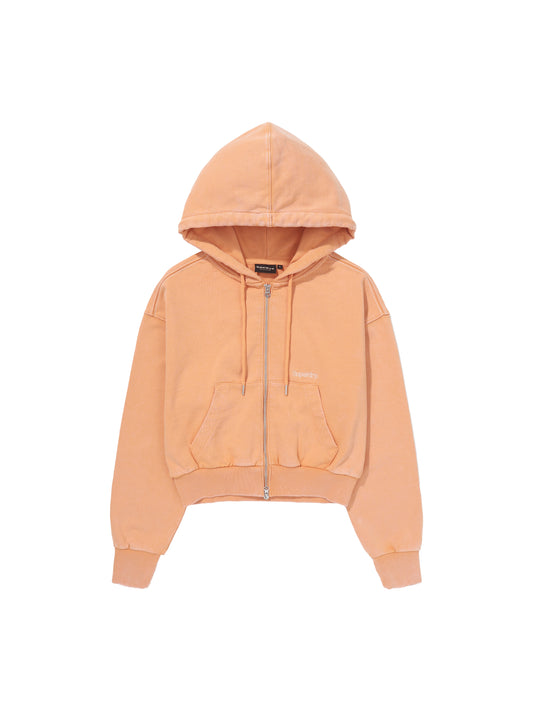 W Vintage Washed Crop Zip-Up Hoodies