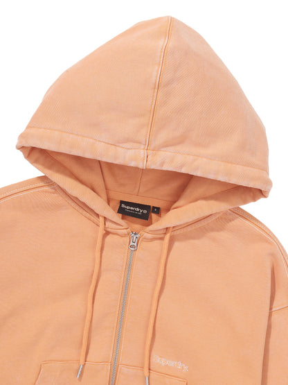 W Vintage Washed Crop Zip-Up Hoodies