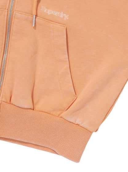 W Vintage Washed Crop Zip-Up Hoodies