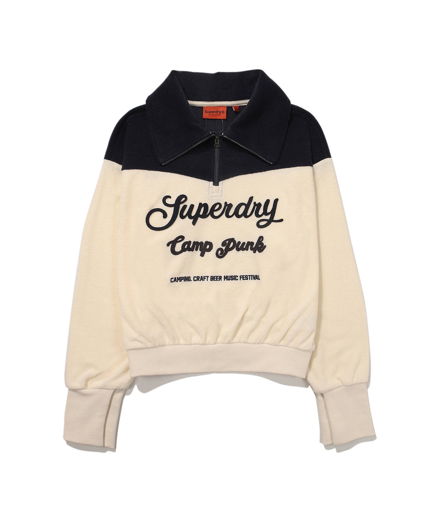 W Semi-Crop Over Fit Half-Zip Sweatshirt