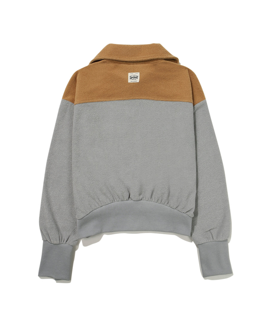 W Semi-Crop Over Fit Half-Zip Sweatshirt