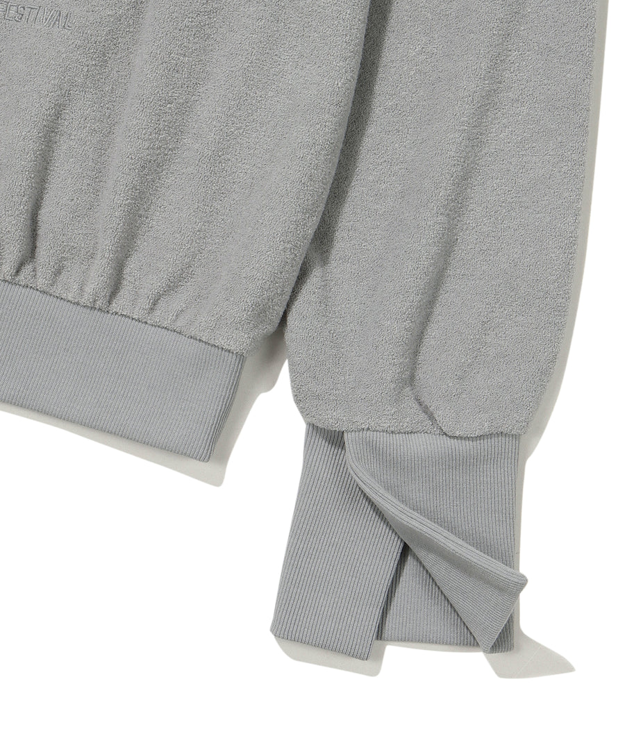 W Semi-Crop Over Fit Half-Zip Sweatshirt