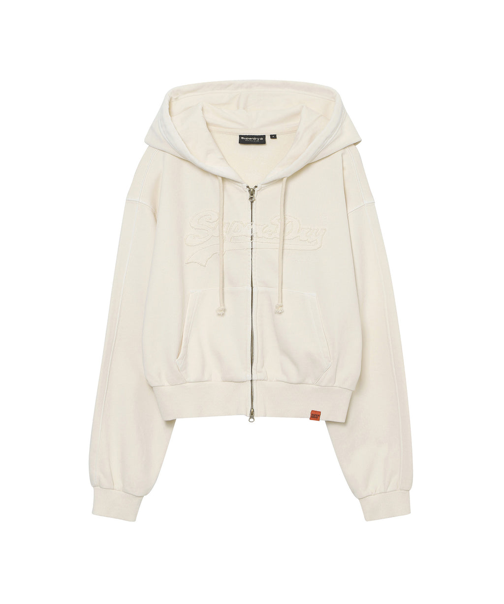 W Vintage Applique Zip Up Hoodie