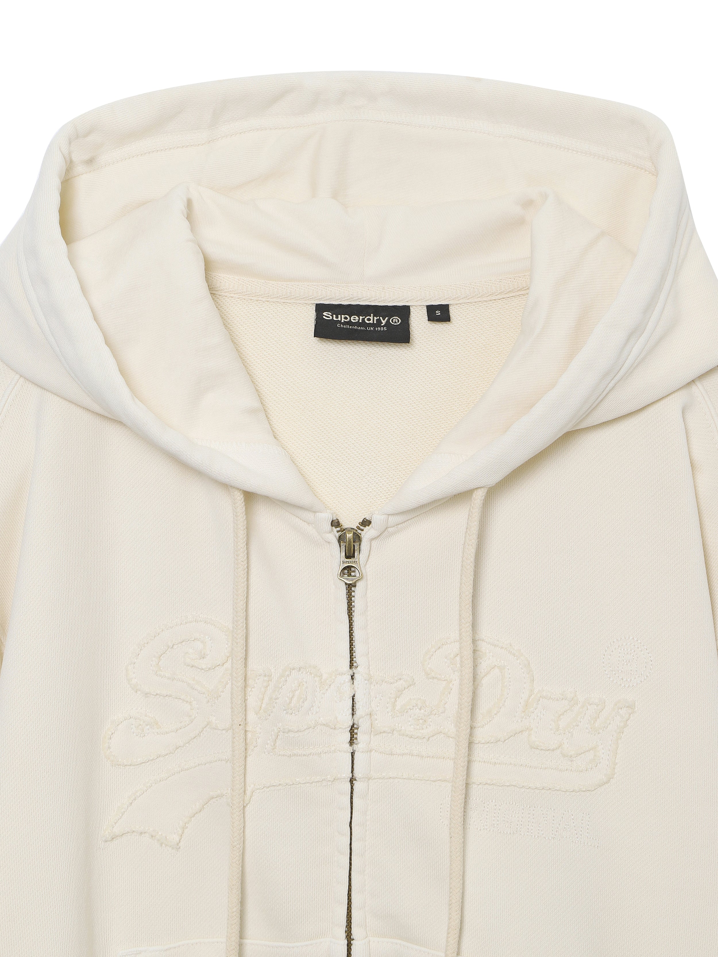 W Vintage Applique Zip Up Hoodie