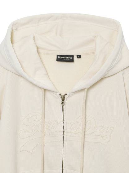 W Vintage Applique Zip Up Hoodie
