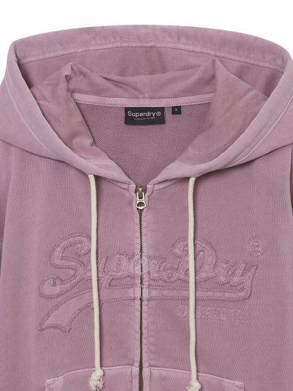 W Vintage Applique Zip Up Hoodie