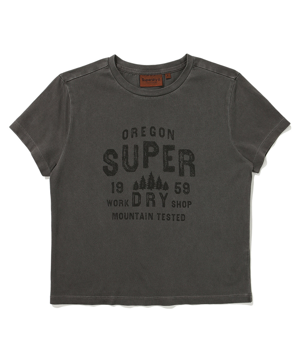 W Crop Fit Vintage Half T-Shirt