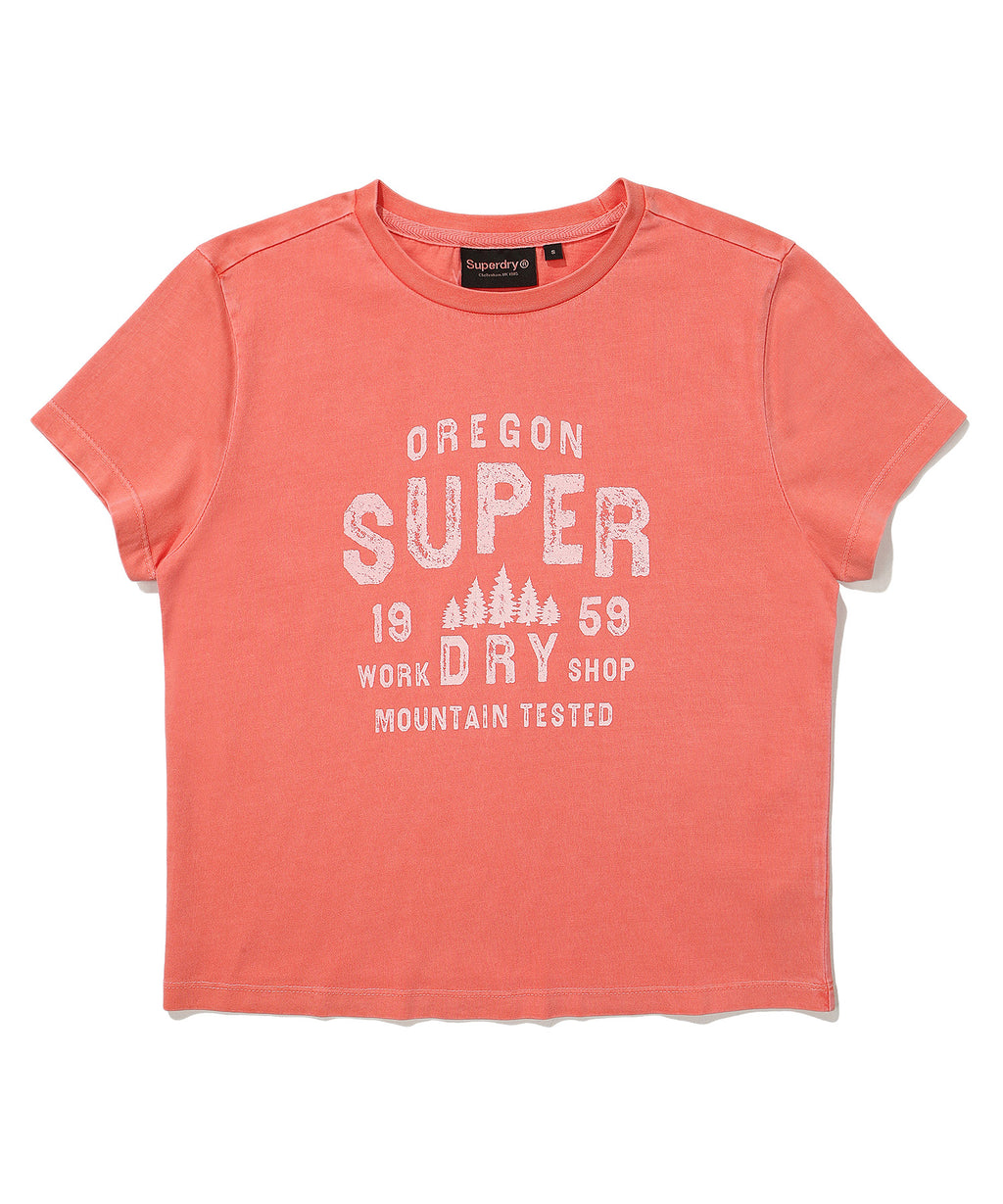 W Crop Fit Vintage Half T-Shirt