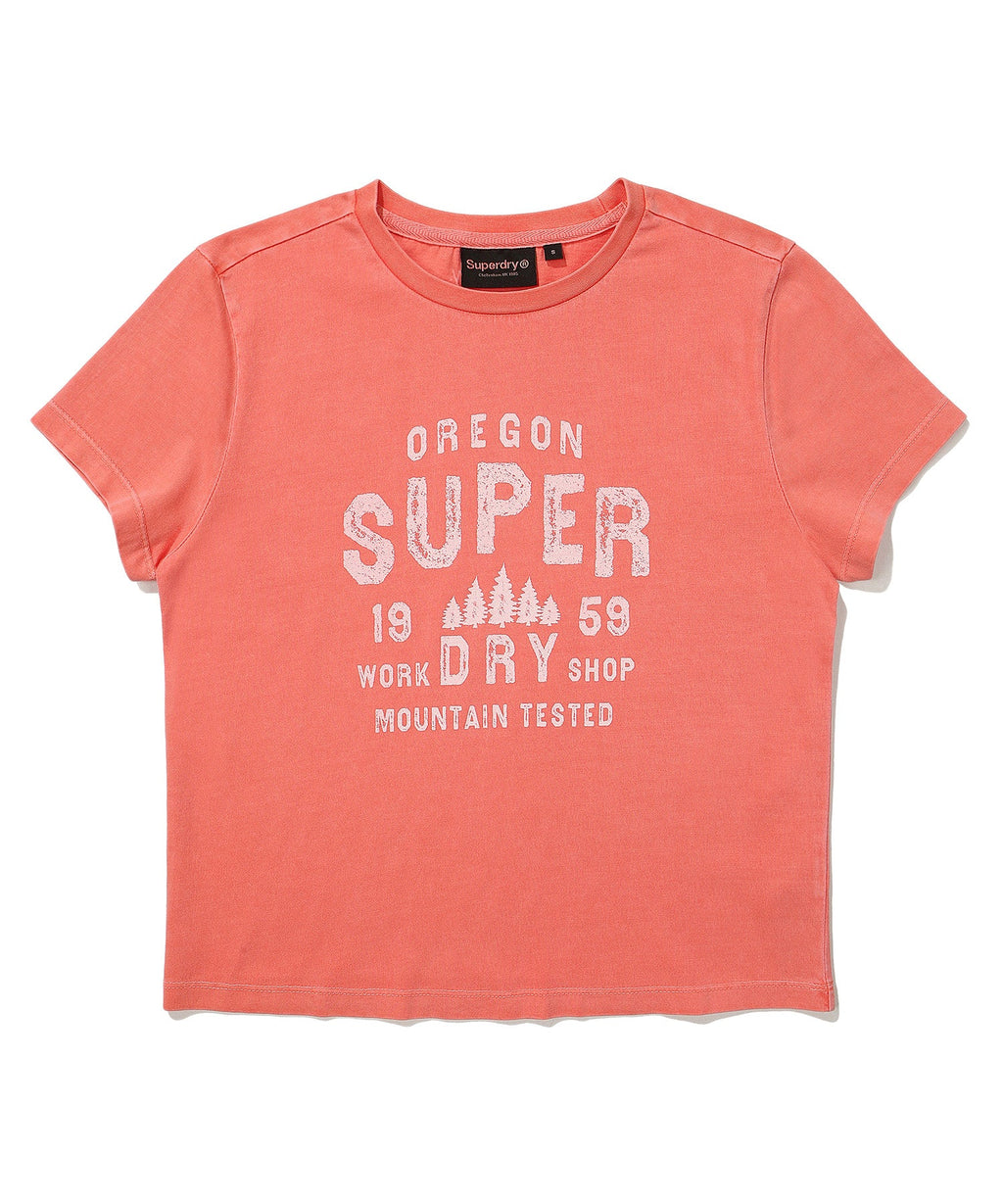 W Crop Fit Vintage Half T-Shirt