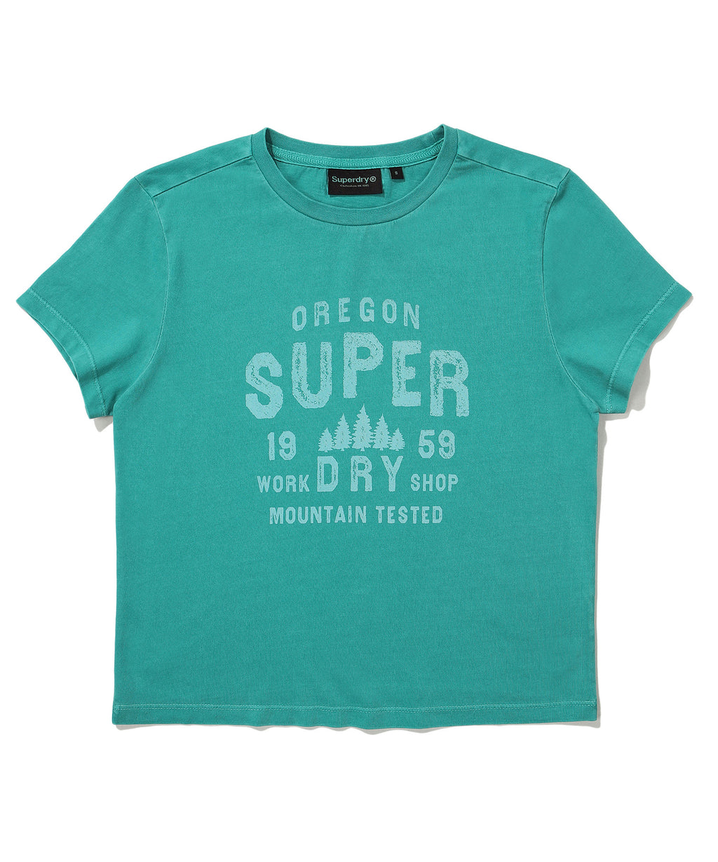 W Crop Fit Vintage Half T-Shirt