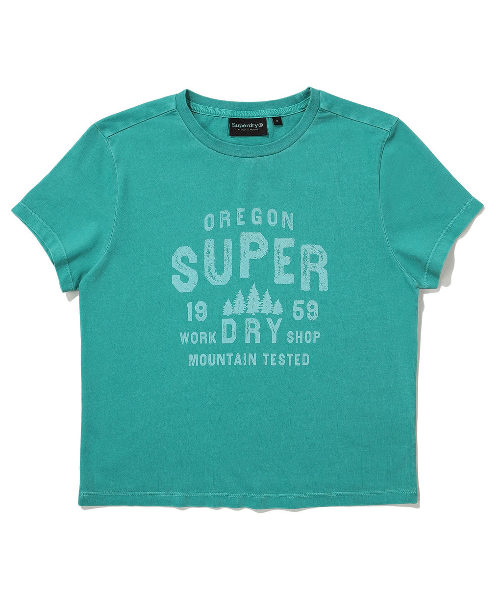 W Crop Fit Vintage Half T-Shirt