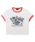 W Crop Raglan Festival Half T-Shirt