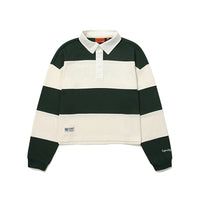 W Crop Stripe Collar Long Sleeve - Hunter