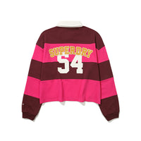 W Crop Stripe Collar Long Sleeve - Pink