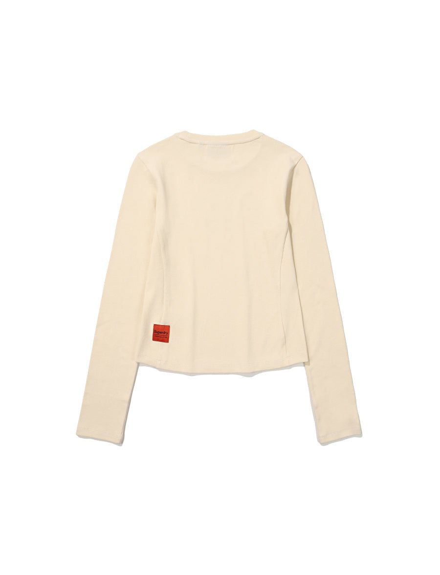 W Crop Vintage Big Logo Long Sleeve - Ivory