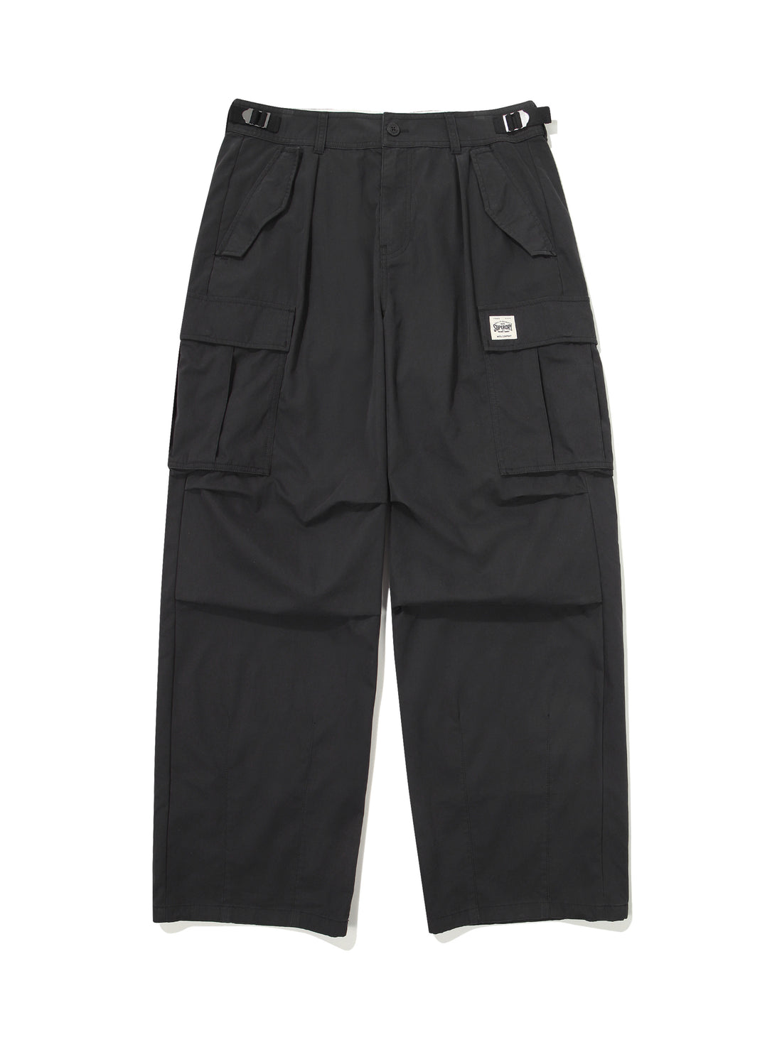 Cargo Wide Parasuit Pants - Black