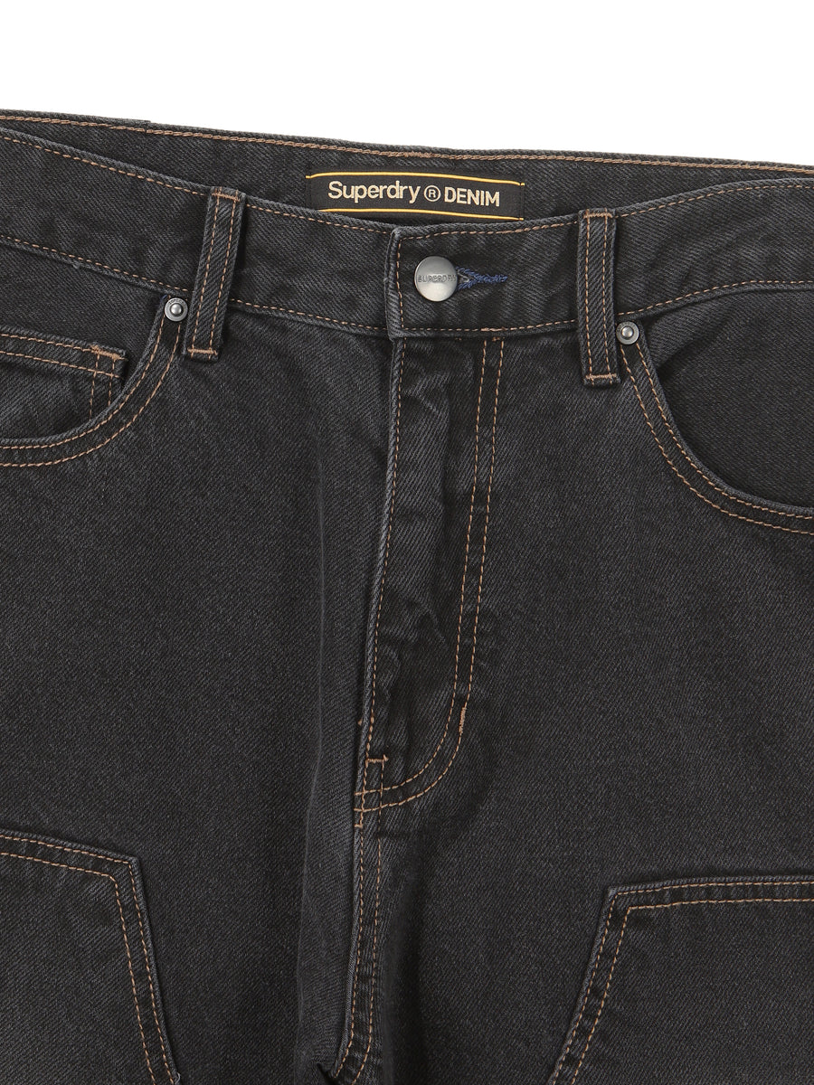 Carpenter Washing Mix Denim Pants - Black