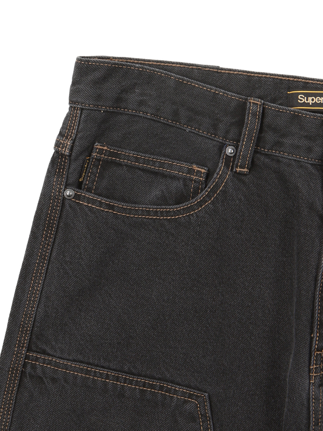 Carpenter Washing Mix Denim Pants - Black