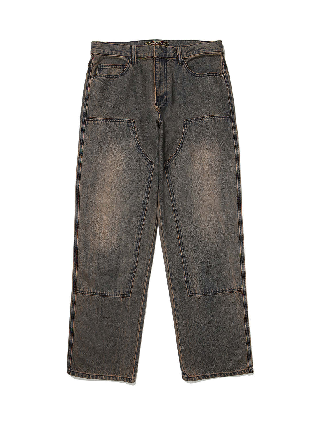 Carpenter Washing Mix Denim Pants - Brown