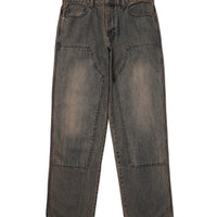 Carpenter Washing Mix Denim Pants - Brown