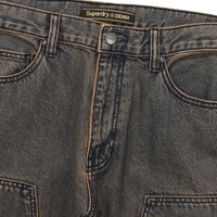 Carpenter Washing Mix Denim Pants - Brown