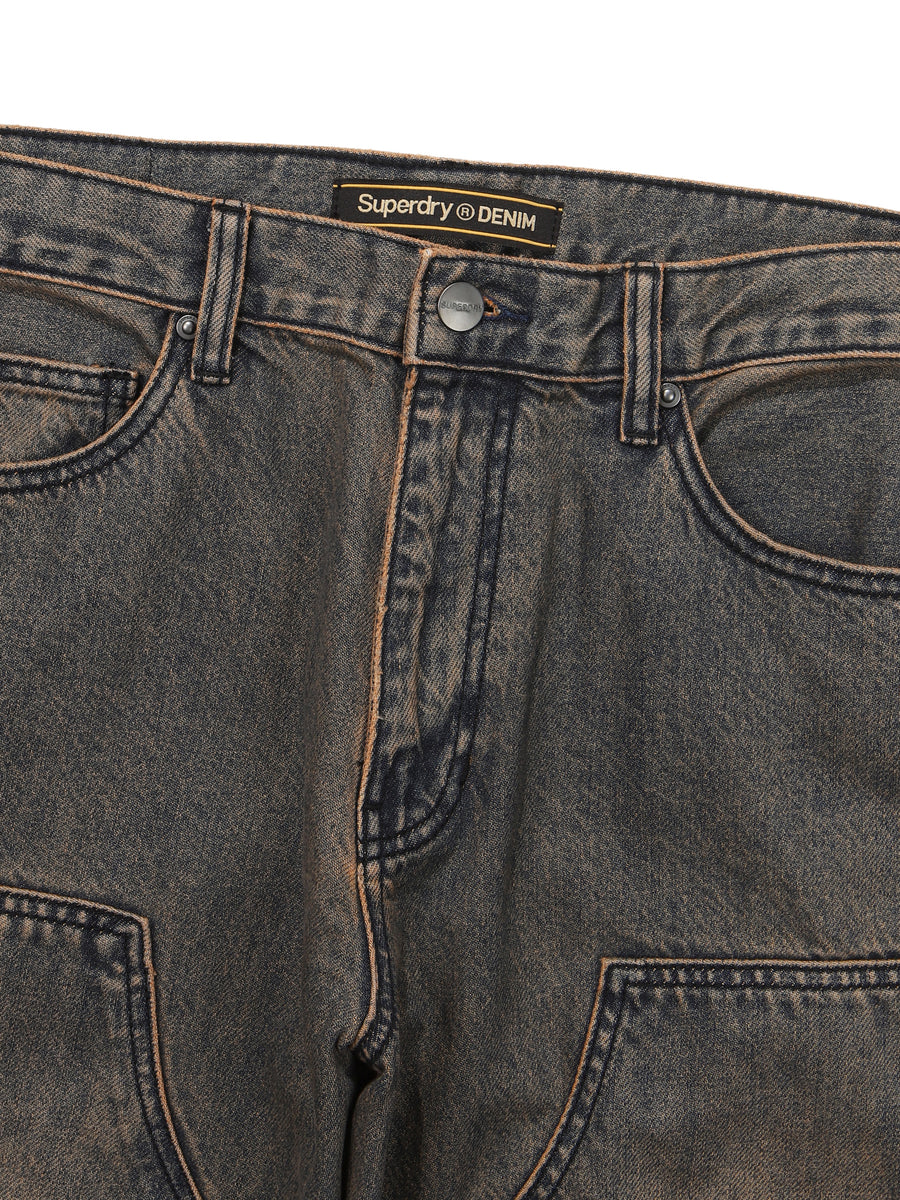 Carpenter Washing Mix Denim Pants - Brown