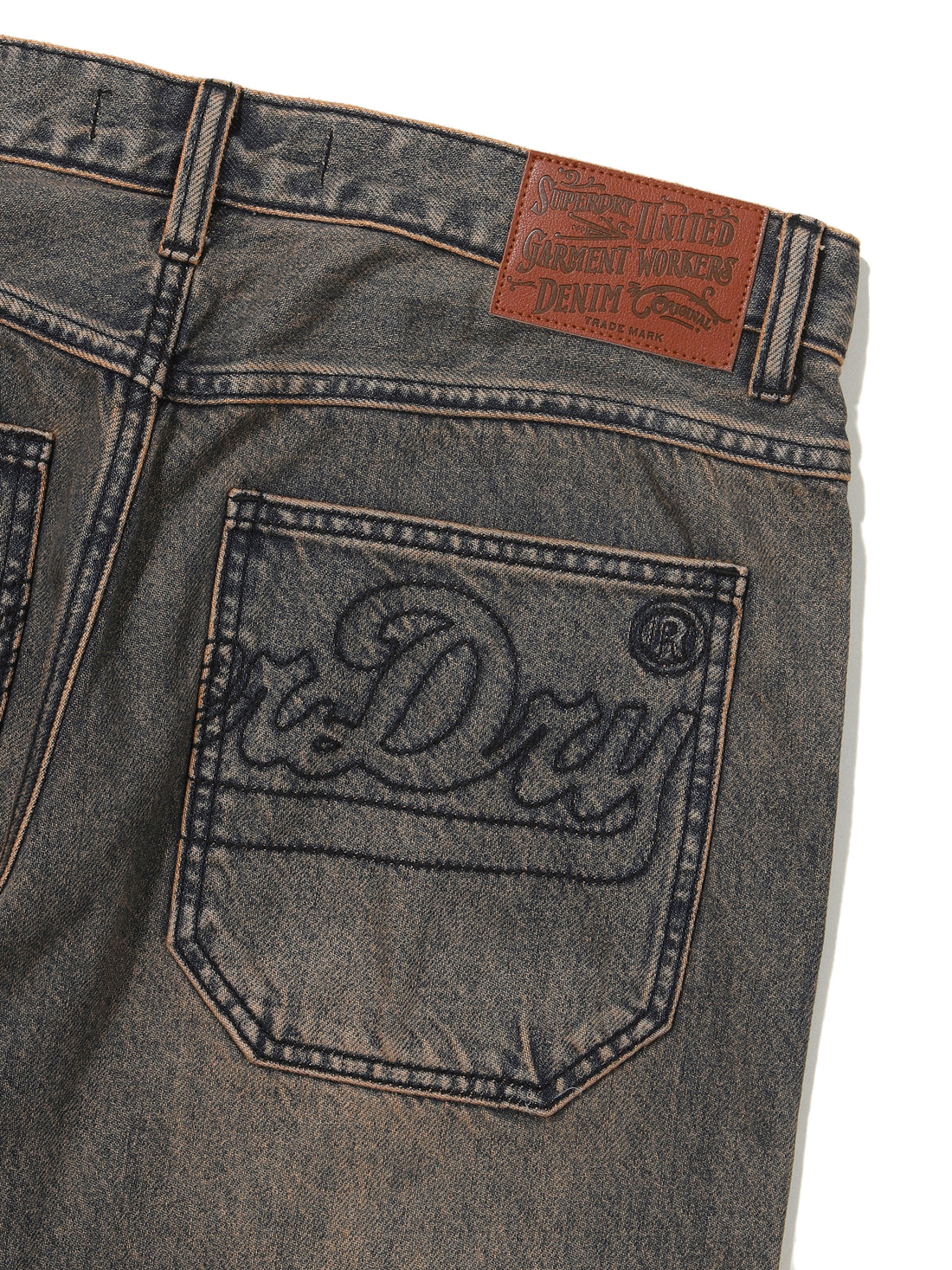 Carpenter Washing Mix Denim Pants - Brown