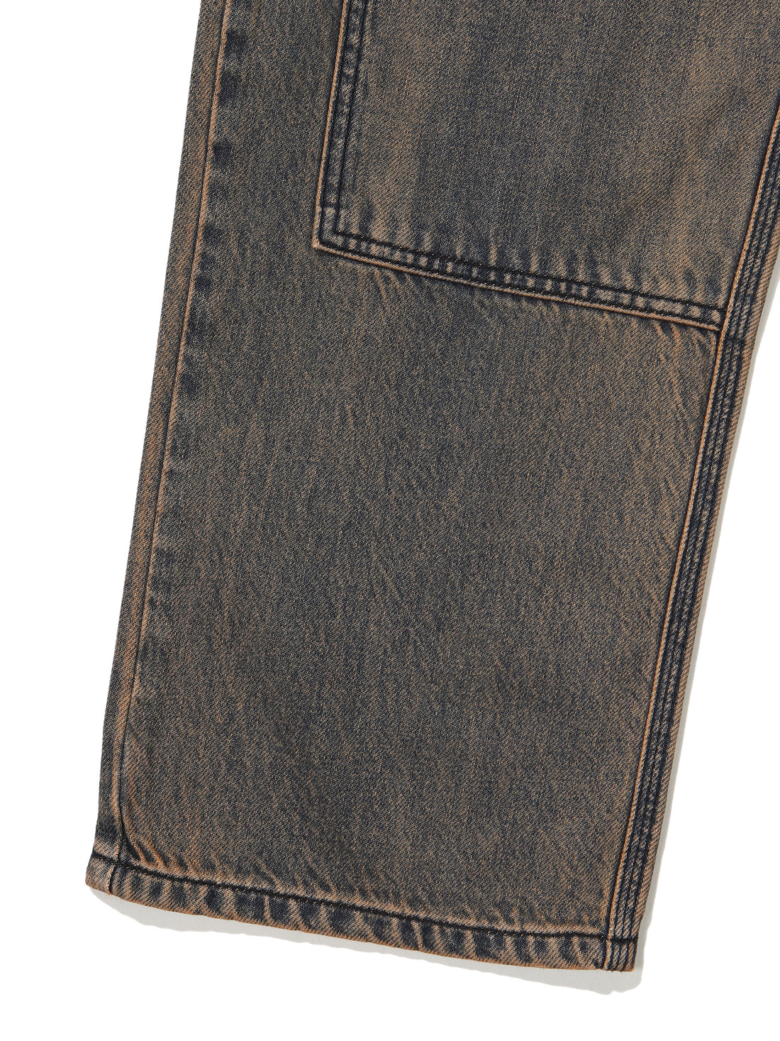 Carpenter Washing Mix Denim Pants - Brown