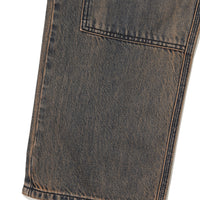 Carpenter Washing Mix Denim Pants - Brown