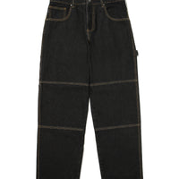 Carpenter Double Knee Denim Pants - Black