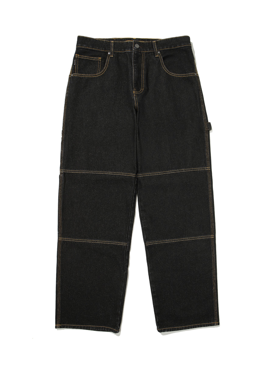 Carpenter Double Knee Denim Pants - Black