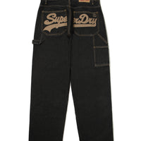 Carpenter Double Knee Denim Pants - Black