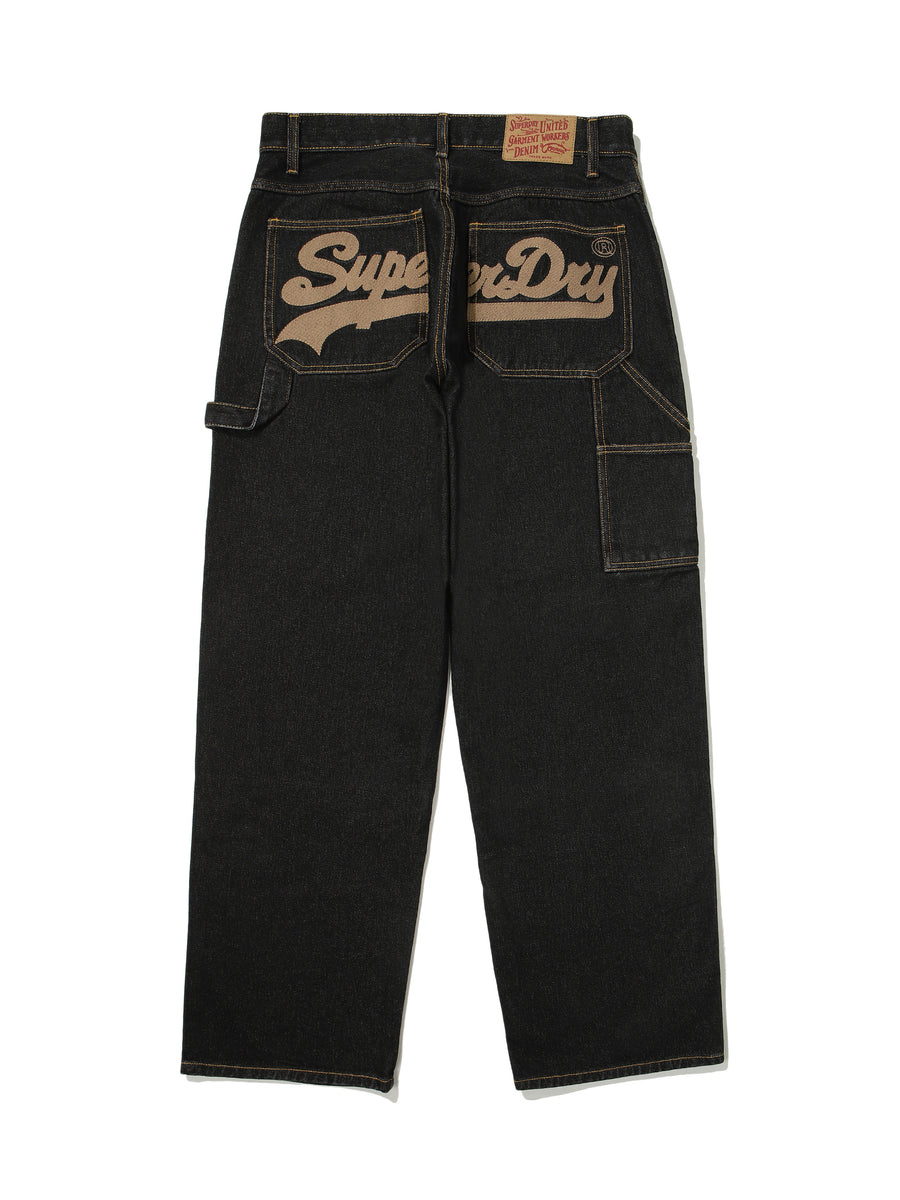 Carpenter Double Knee Denim Pants - Black