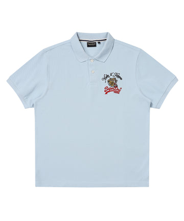 Tiger Logo Polo Shirt - Grey/Blue