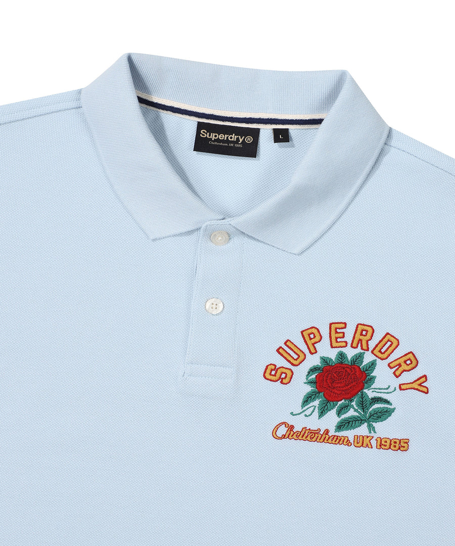 Rose Logo Polo Shirt - Grey/Blue