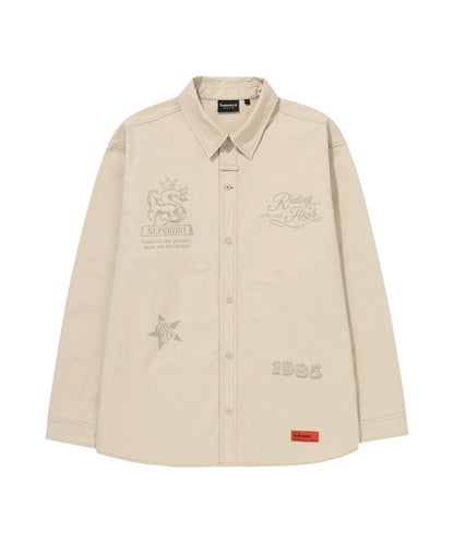 Rich Farmer Graphic Cotton Shirt - Beige