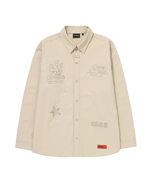 Rich Farmer Graphic Cotton Shirt - Beige