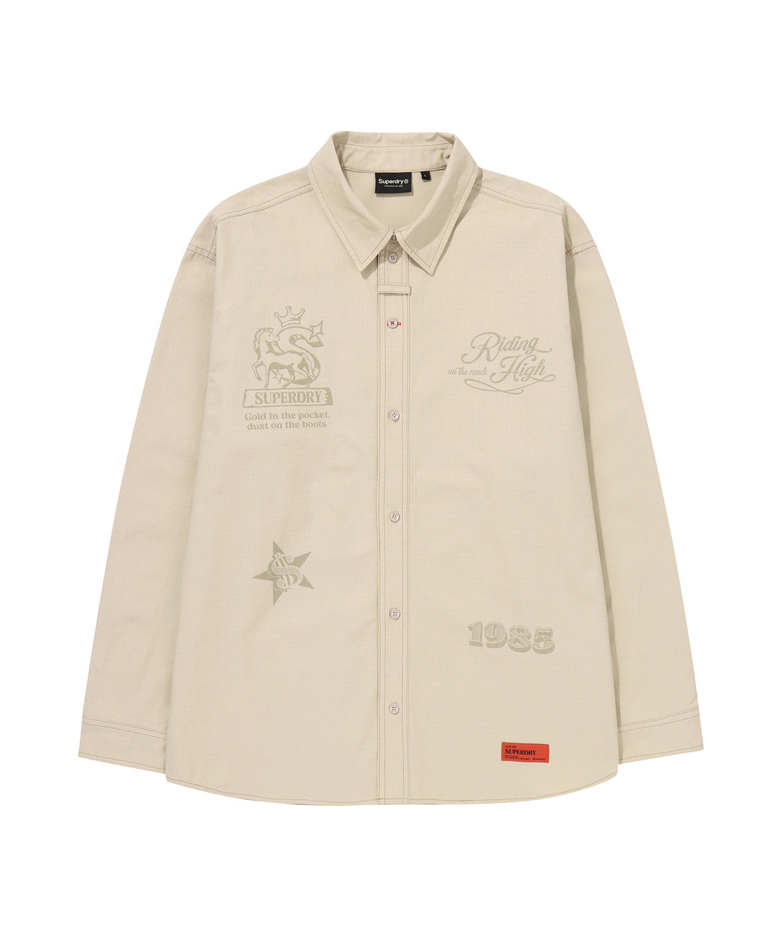 Rich Farmer Graphic Cotton Shirt - Beige