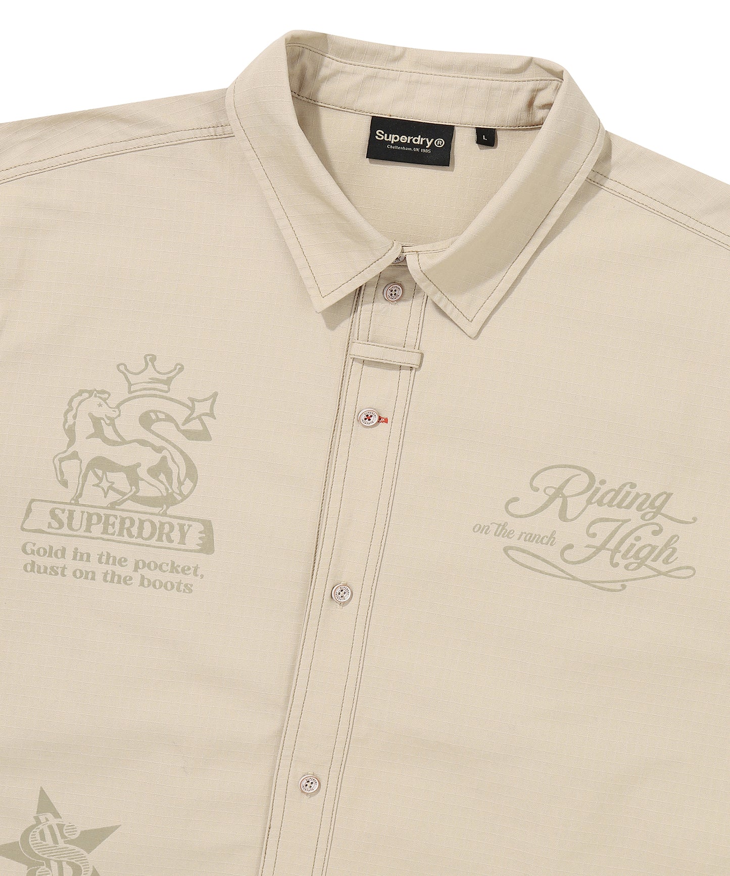 Rich Farmer Graphic Cotton Shirt - Beige