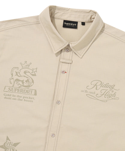 Rich Farmer Graphic Cotton Shirt - Beige