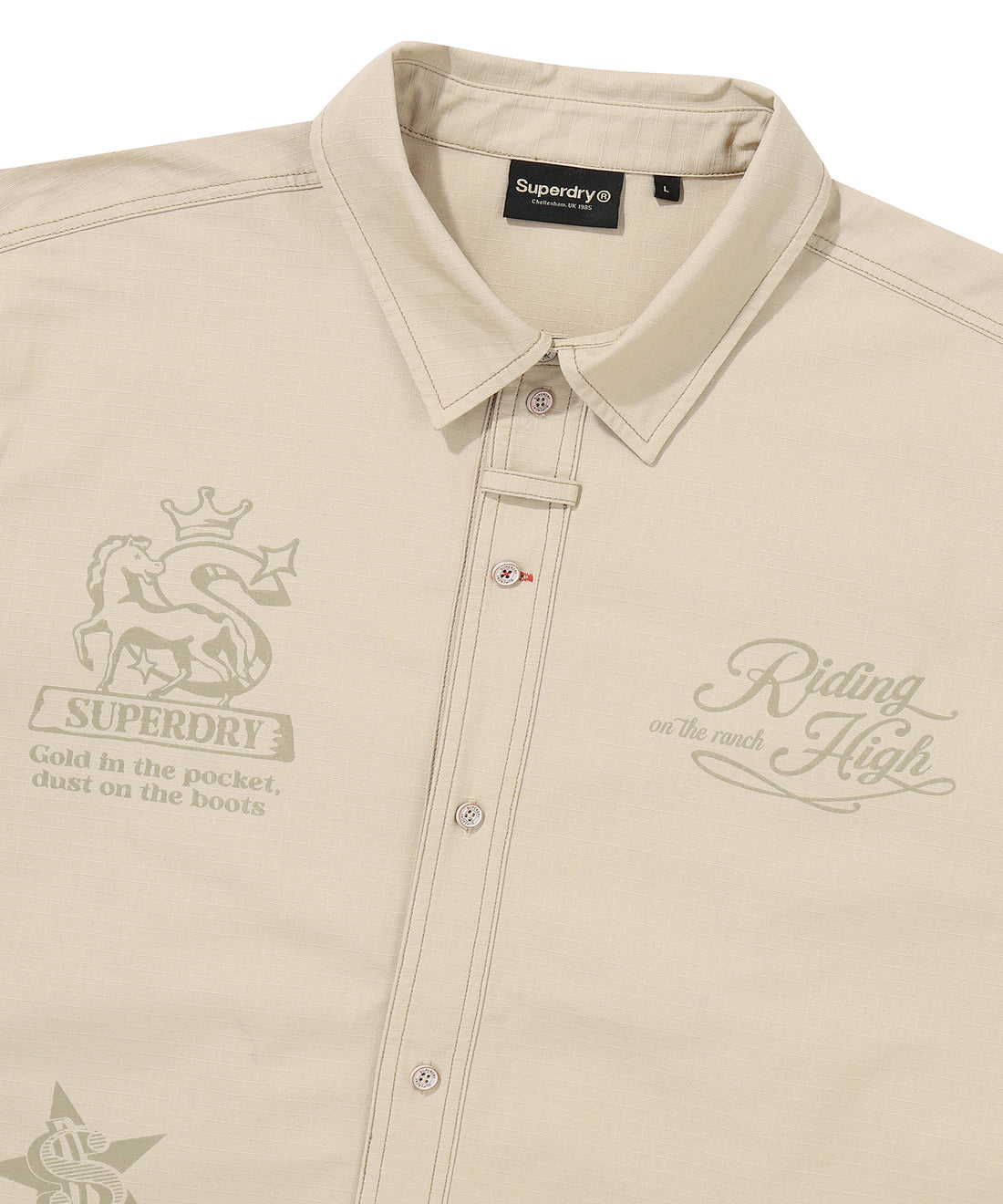Rich Farmer Graphic Cotton Shirt - Beige