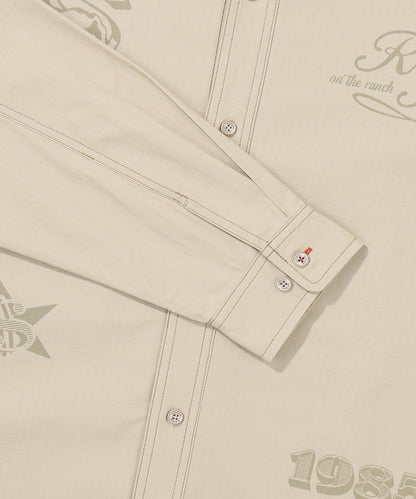 Rich Farmer Graphic Cotton Shirt - Beige