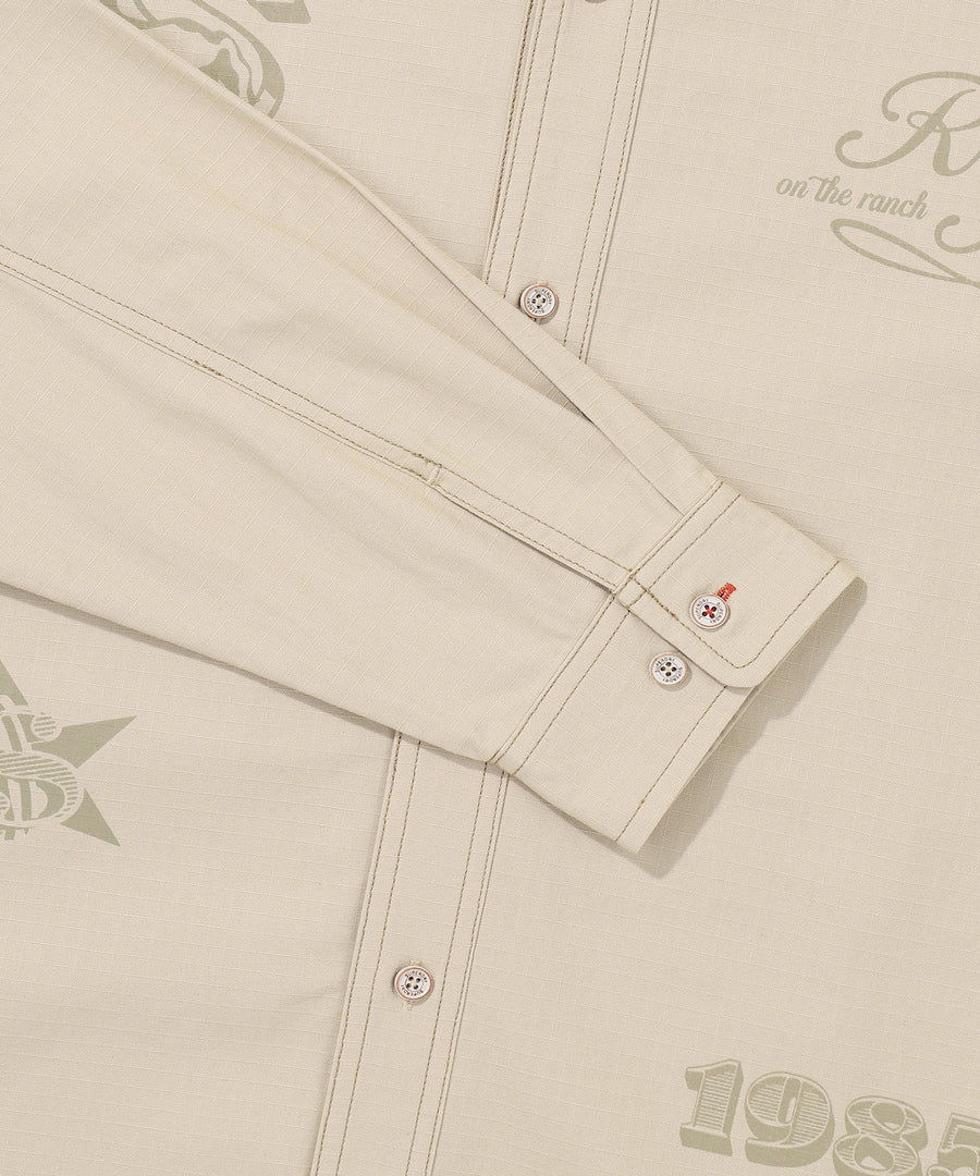 Rich Farmer Graphic Cotton Shirt - Beige