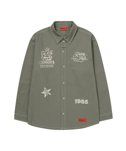 Rich Farmer Graphic Cotton Shirt - Olive