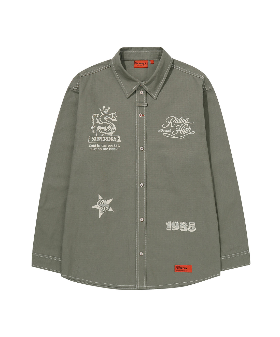Rich Farmer Graphic Cotton Shirt - Olive
