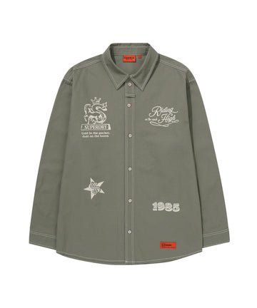 Rich Farmer Graphic Cotton Shirt - Olive