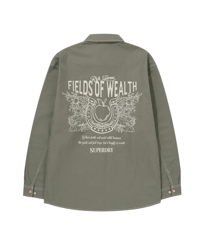 Rich Farmer Graphic Cotton Shirt - Olive